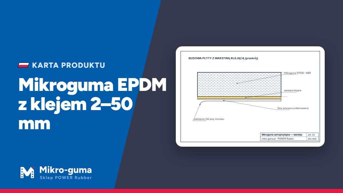Mikroguma EPDM z klejem 2–50 mm — Karta produktu, rysunek techniczny