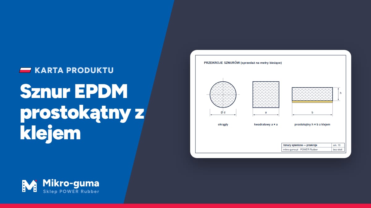 Sznur EPDM prostokątny z klejem — Karta produktu, rysunek techniczny