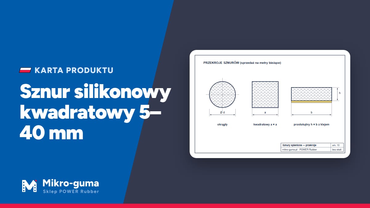 Sznur silikonowy kwadratowy 5–40 mm — Karta produktu, rysunek techniczny