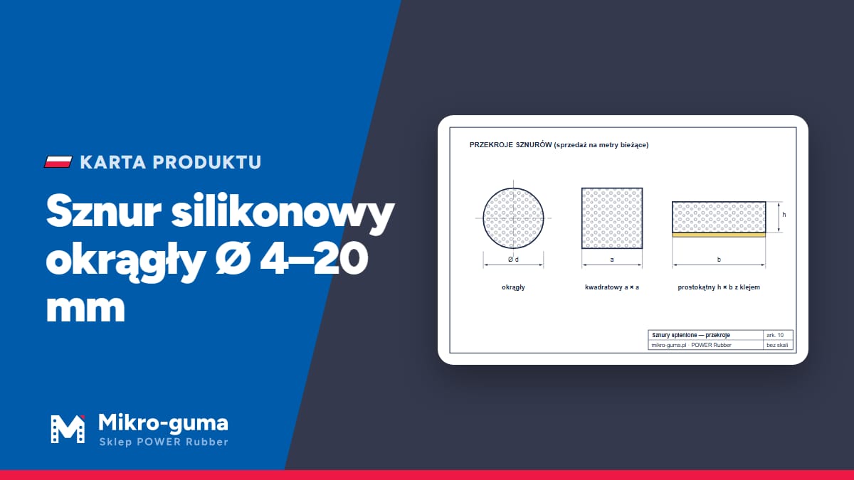 Sznur silikonowy okrągły Ø 4–20 mm — Karta produktu, rysunek techniczny